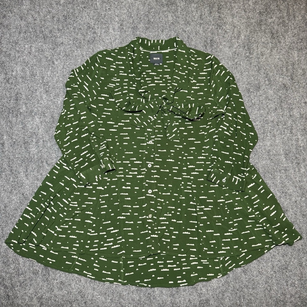 Maeve Shirt‎ Women Small Green Moinka Button Up Clouds Tunic Top Anthropologie